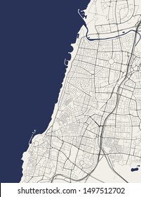 vector map of the city of Tel Aviv, Yafo, Jaffa, Israel