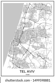 vector map of the city of Tel Aviv, Yafo, Jaffa, Israel