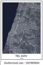 vector map of the city of Tel Aviv, Yafo, Jaffa, Israel