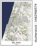 vector map of the city of Tel Aviv-Yafo,Tel Aviv-Jaffa, Israel