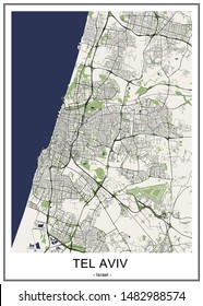 vector map of the city of Tel Aviv-Yafo,Tel Aviv-Jaffa, Israel