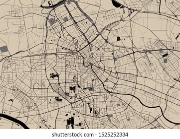 vector map of the city of Tianjin, China
