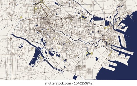 vector map of the city of Tianjin, China
