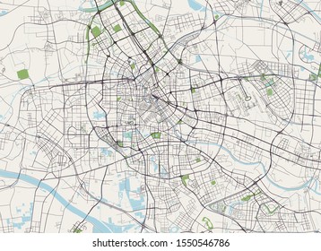 vector map of the city of Tianjin, China