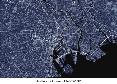 vector map of the city of Tokyo, Kanto, Island Honshu, Japan