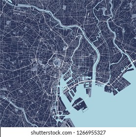 vector map of the city of Tokyo, Kanto, Island Honshu, Japan