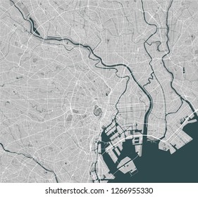 vector map of the city of Tokyo, Kanto, Island Honshu, Japan