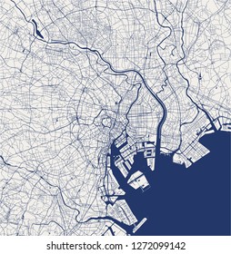 vector map of the city of Tokyo, Kanto, Island Honshu, Japan