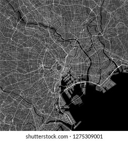 vector map of the city of Tokyo, Kanto, Island Honshu, Japan