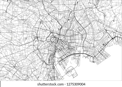 vector map of the city of Tokyo, Kanto, Island Honshu, Japan