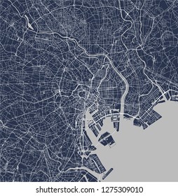 vector map of the city of Tokyo, Kanto, Island Honshu, Japan