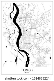 vector map of the city of Tomsk, Russia