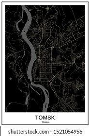 vector map of the city of Tomsk, Russia