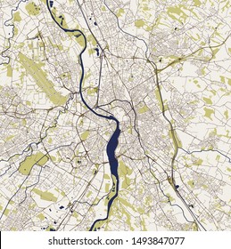 vector map of the city of Toulouse, Occitanie, Haute-Garonne, France