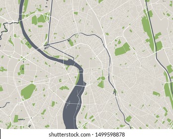 vector map of the city of Toulouse, Occitanie, Haute-Garonne, France