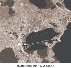 vector map of the city of Tunis, Tunis Governorate, Tunisia