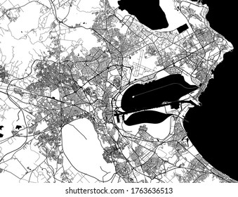vector map of the city of Tunis, Tunis Governorate, Tunisia
