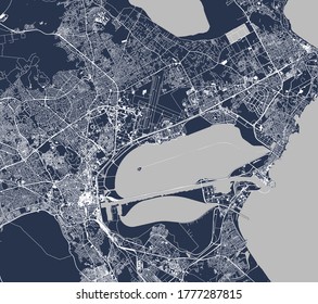 vector map of the city of Tunis, Tunis Governorate, Tunisia