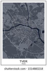 vector map of the city of Tver, Russia