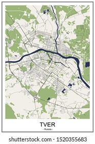 vector map of the city of Tver, Russia