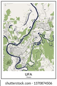 vector map of the city of Ufa, Russia