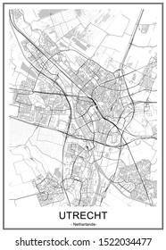 vector map of the city of Utrecht, Netherlands