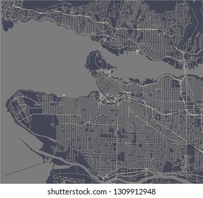 vector map of the city of Vancouver , Canada
