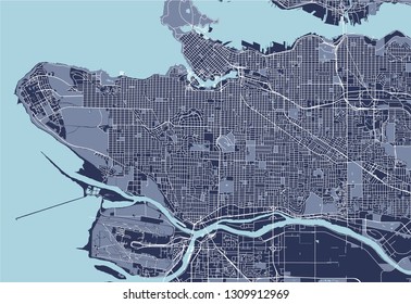 vector map of the city of Vancouver , Canada