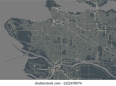 vector map of the city of Vancouver , Canada