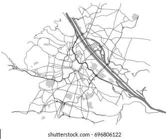 vector map of the city of Vienna, Austria