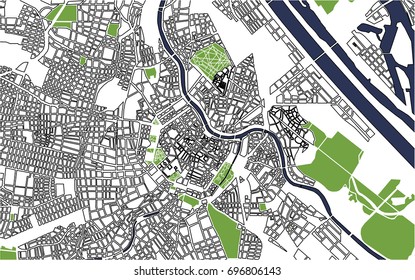 vector map of the city of Vienna, Austria