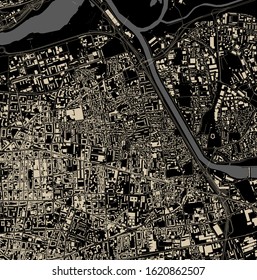 vector map of the city of Villeurbanne, Auvergne-Rhone-Alpes , France