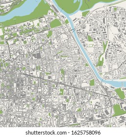 vector map of the city of Villeurbanne, Auvergne-Rhone-Alpes , France