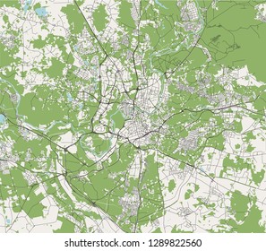 vector map of the city of Vilnius, Lithuania