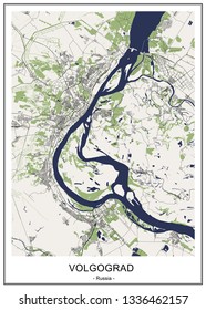 mapa vector de la ciudad de Volgogrado, Rusia