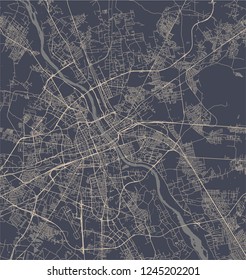 Vector map of the city of Warsaw, Poland