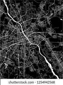Vector map of the city of Warsaw, Poland