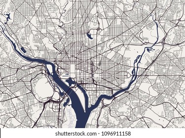 vector map of the city of Washington D.C., USA