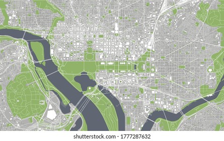 vector map of the city of Washington D.C., USA