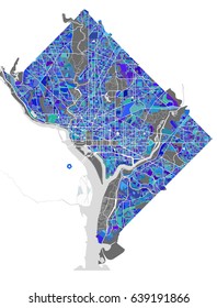vector map of the city of Washington D.C., USA