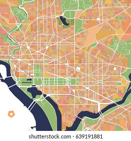 vector map of the city of Washington D.C., USA
