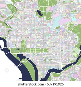 vector map of the city of Washington D.C., USA