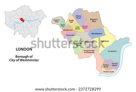 Vector map City of Westminster Wards, London, UK