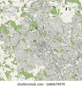 vector map of the city of Wolverhampton, West Midlands, England, UK