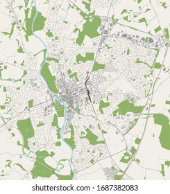 mapa vectorial de la ciudad de Worcester, Worcestershire, West Midlands, Inglaterra, Reino Unido