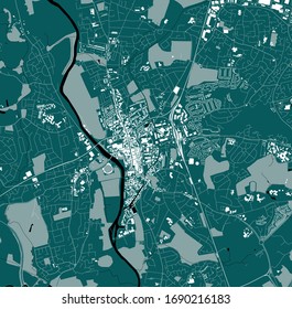 vector map of the city of Worcester, Worcestershire, West Midlands, England, UK