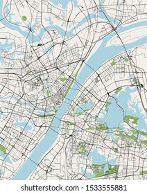 vector map of the city of Wuhan, China