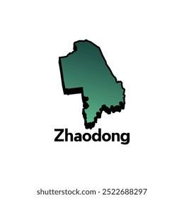 vector Map City of Zhaodong, administrative modern design - location on China, logotype element for template
