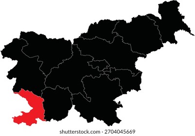 Vector Map of Coastal Karst Region on Slovenia Map