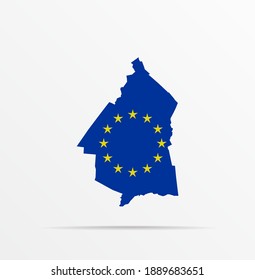 Vector map Coevorden city and municipality combined with European Union (EU) flag. Abstract design vector illustration